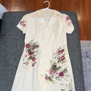 Hand painted, 100% silk vintage dress